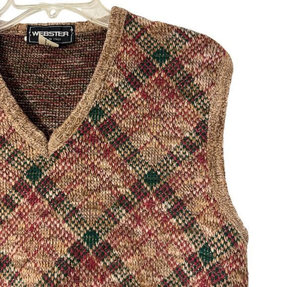Vintage 70s Men's Wool Blend Webster Sweater Vest M - Picture 3 of 5